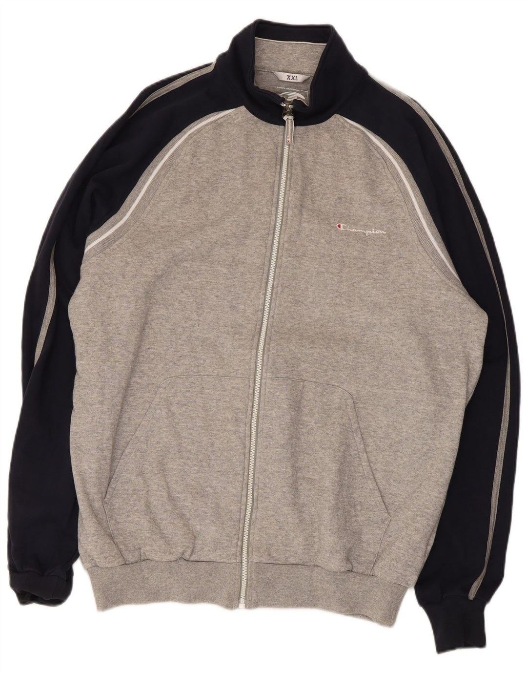 Champion Herren-Trainingsanzug-Oberteil, Jacke, 2XL, Grau, Colourblock-Baumwolle