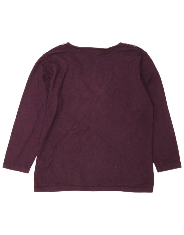 Marks & Spencer Damen-Pullover mit V-Ausschnitt, UK 16, Größe L, Burgunderrot, Viskose