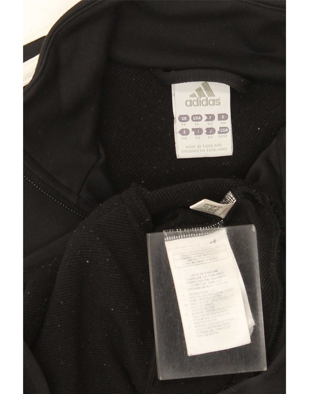 Adidas Damen Trainingsanzug Top Jacke UK 14 Medium Schwarz Polyester