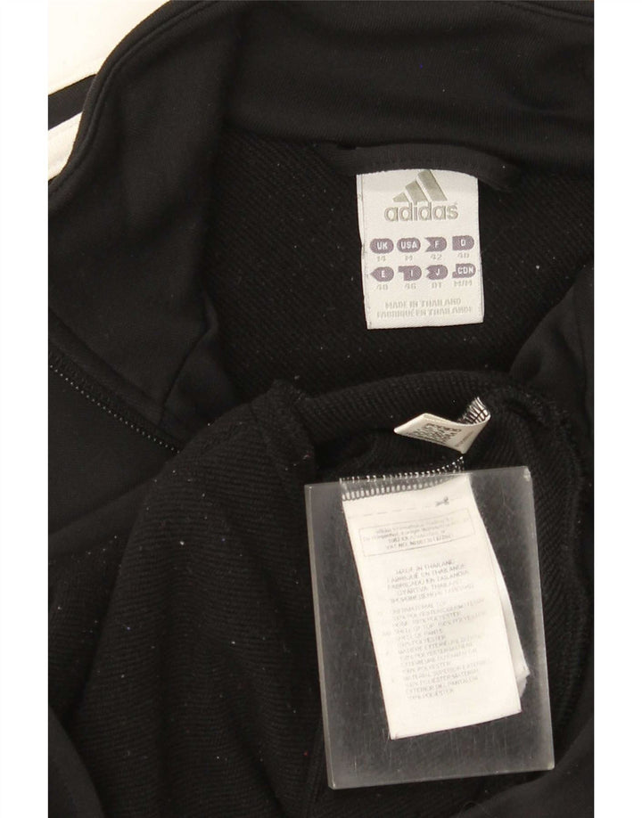 Adidas Damen Trainingsanzug Top Jacke UK 14 Medium Schwarz Polyester
