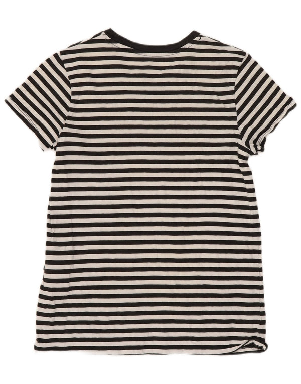 Levi's Damen T-Shirt Top UK 4 XS Schwarz gestreift aus Baumwolle