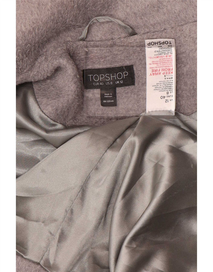 Topshop Damen Übergroßer Mantel UK 12 Mittelgraues Polyester