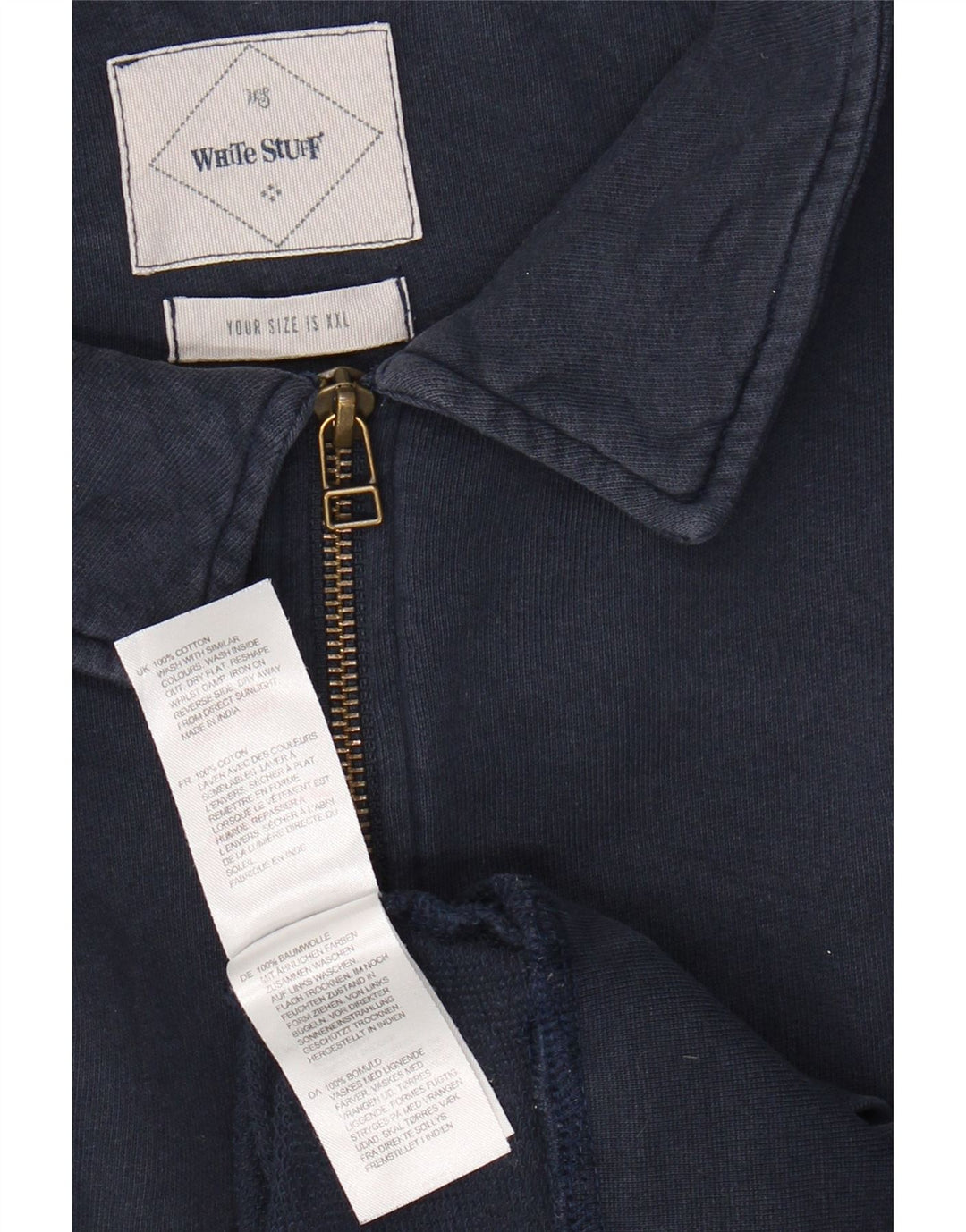 WHITE STUFF Herren-Sweatshirt mit Rollkragen, 2XL, Marineblau, Baumwolle