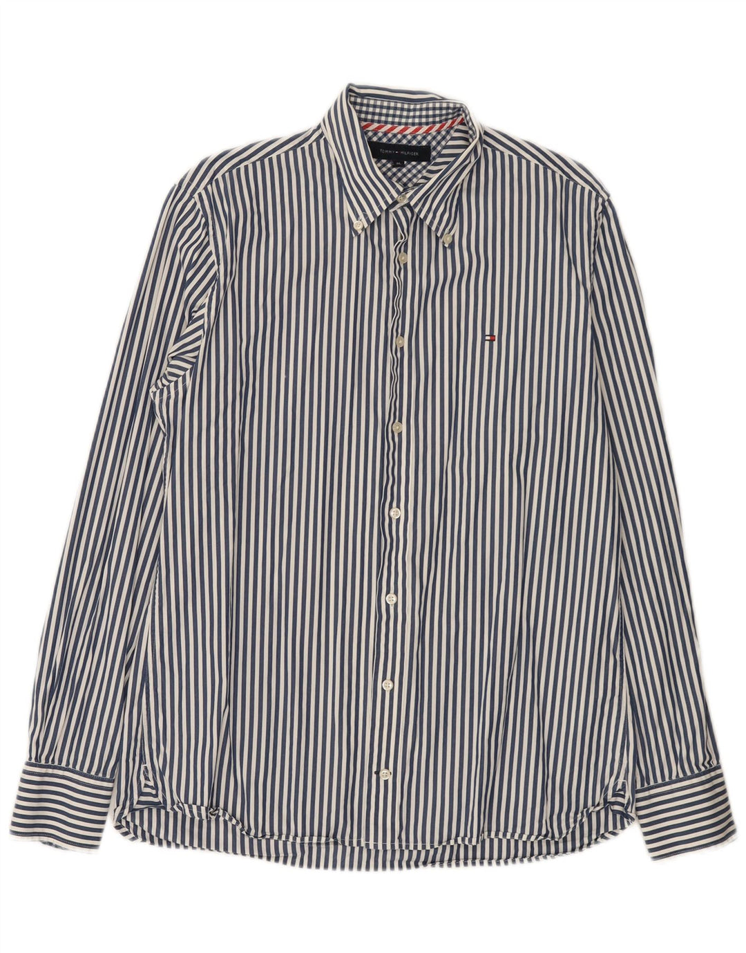 Tommy Hilfiger Herrenhemd mittelblau gestreift aus Baumwolle