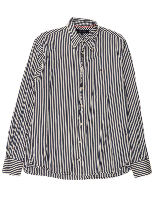 Tommy Hilfiger Herrenhemd mittelblau gestreift aus Baumwolle