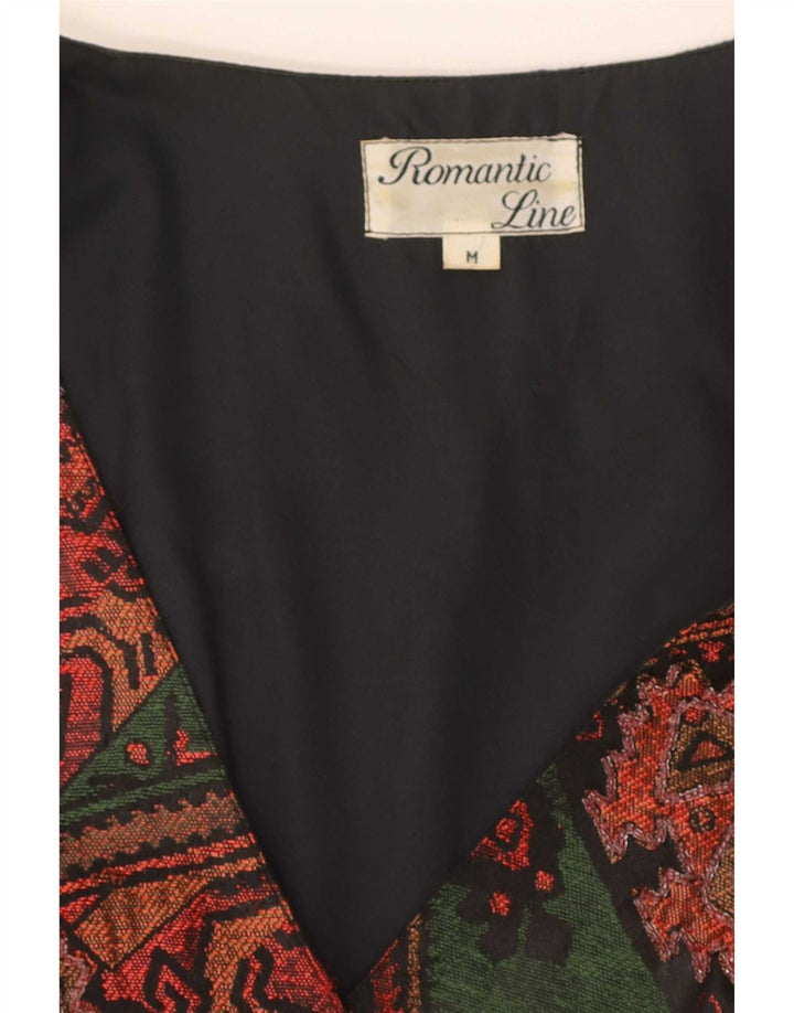 Vintage Damen Weste UK 12 Medium Mehrfarbig Patchwork Polyester