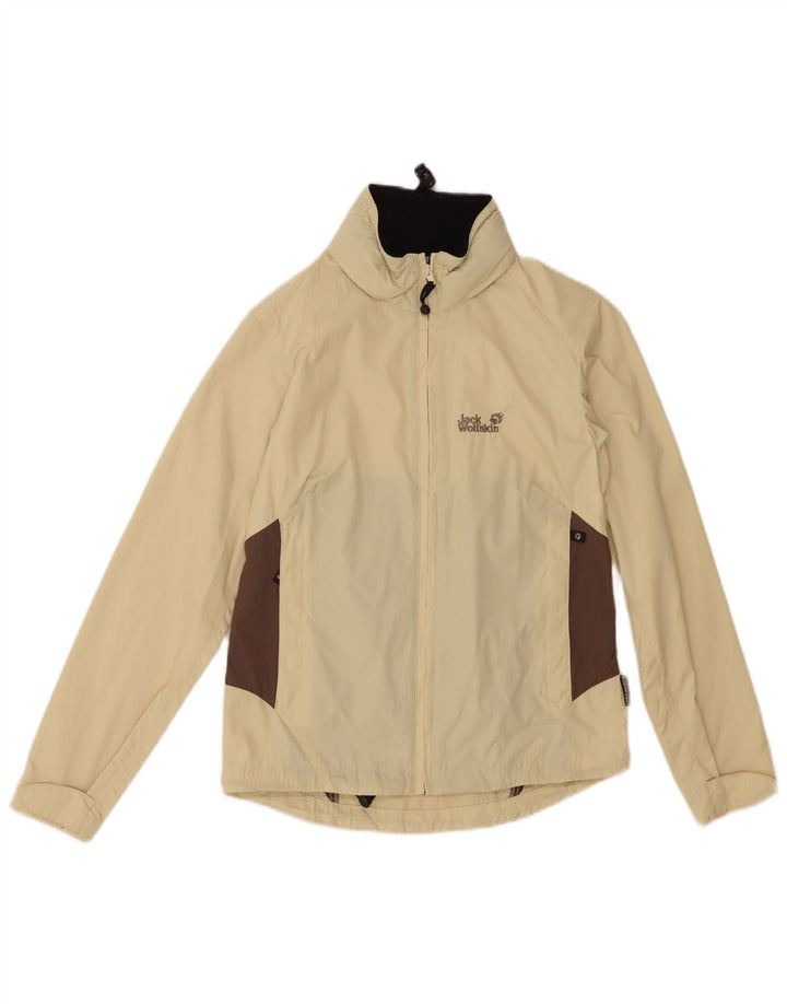 JACK WOLFSKIN Womens Rain Jacket UK 8 Small Beige Colourblock Polyester