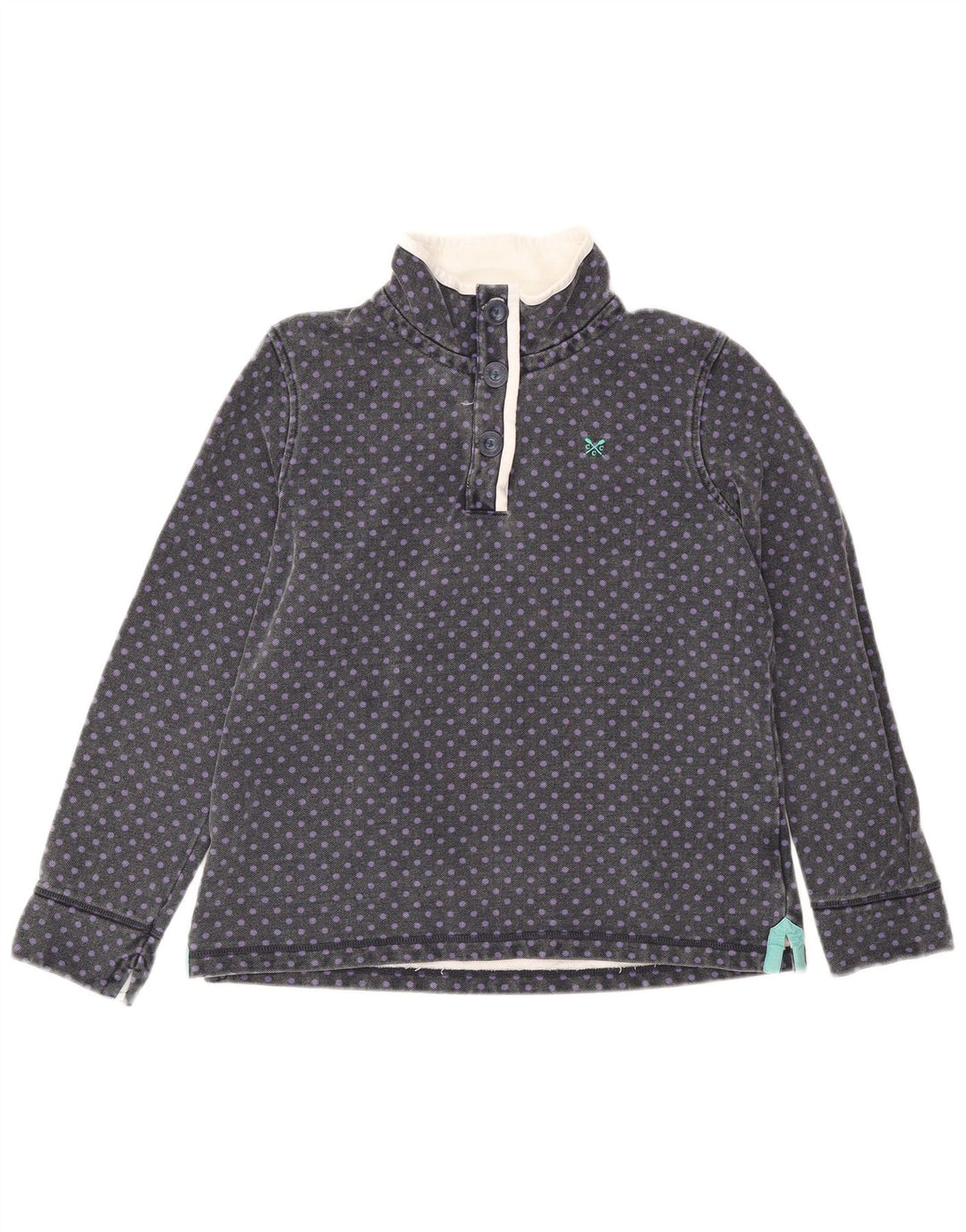 CREW CLOTHING Damen Sweatshirt Pullover UK 14 Large Grau gepunktet
