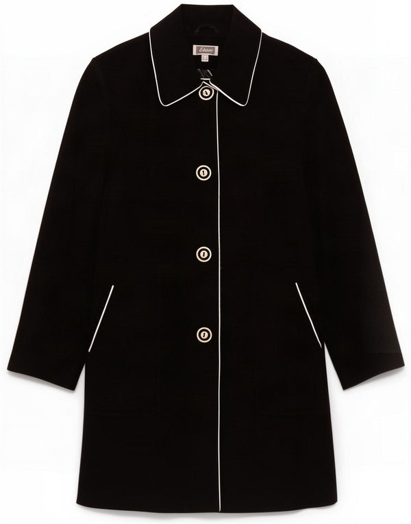 Etam Damen 4-Knopf-Mantel UK 10 Small Black Cotton