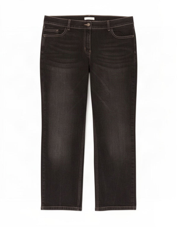 Marks & Spencer Damen Straight Jeans UK 18 XL W36 L27 Schwarze Baumwolle