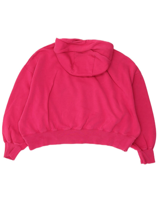 Nike Womens Crop Oversized Hoodie Pullover UK 14 Mittelrosa Baumwolle