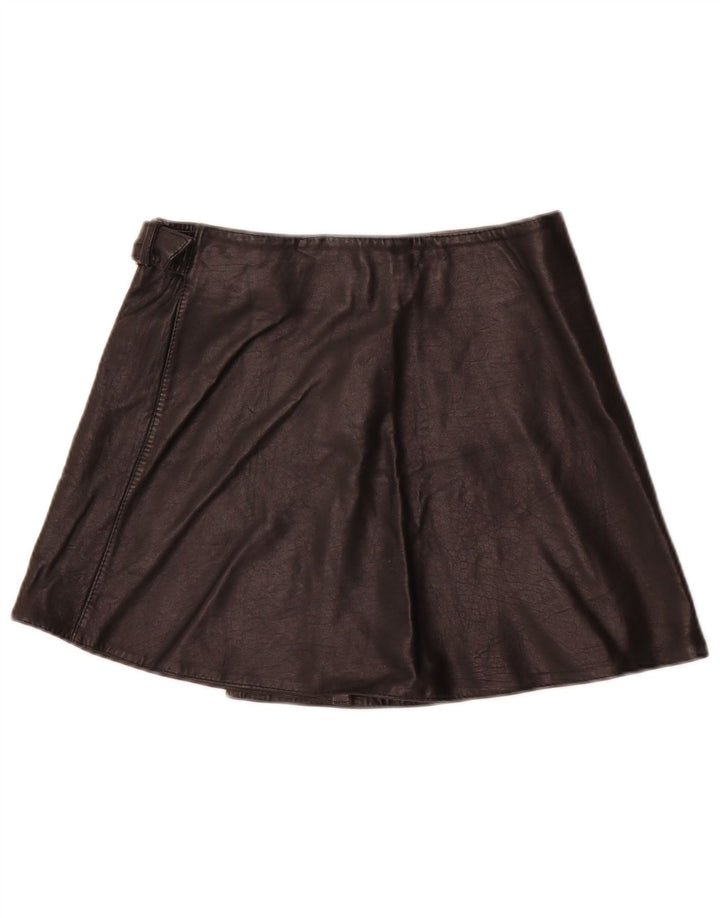 Please Damen Mini-Lederrock W28 Mittelschwarz