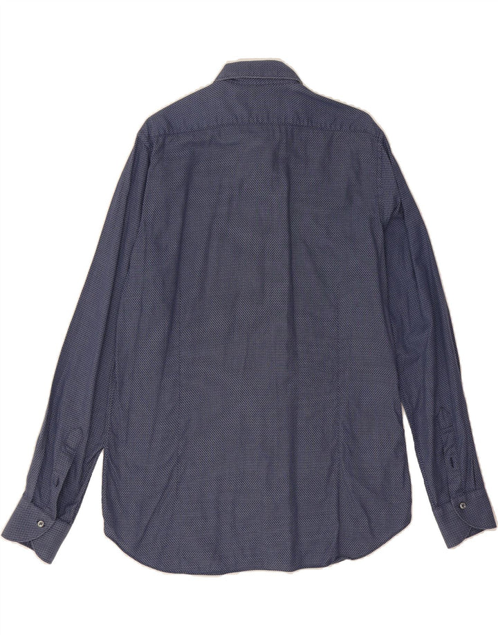 UNGARO Mens Shirt Size 16 1/2 42 Large Navy Blue Spotted Vintage Ungaro and Second-Hand Ungaro from Messina Hembry 