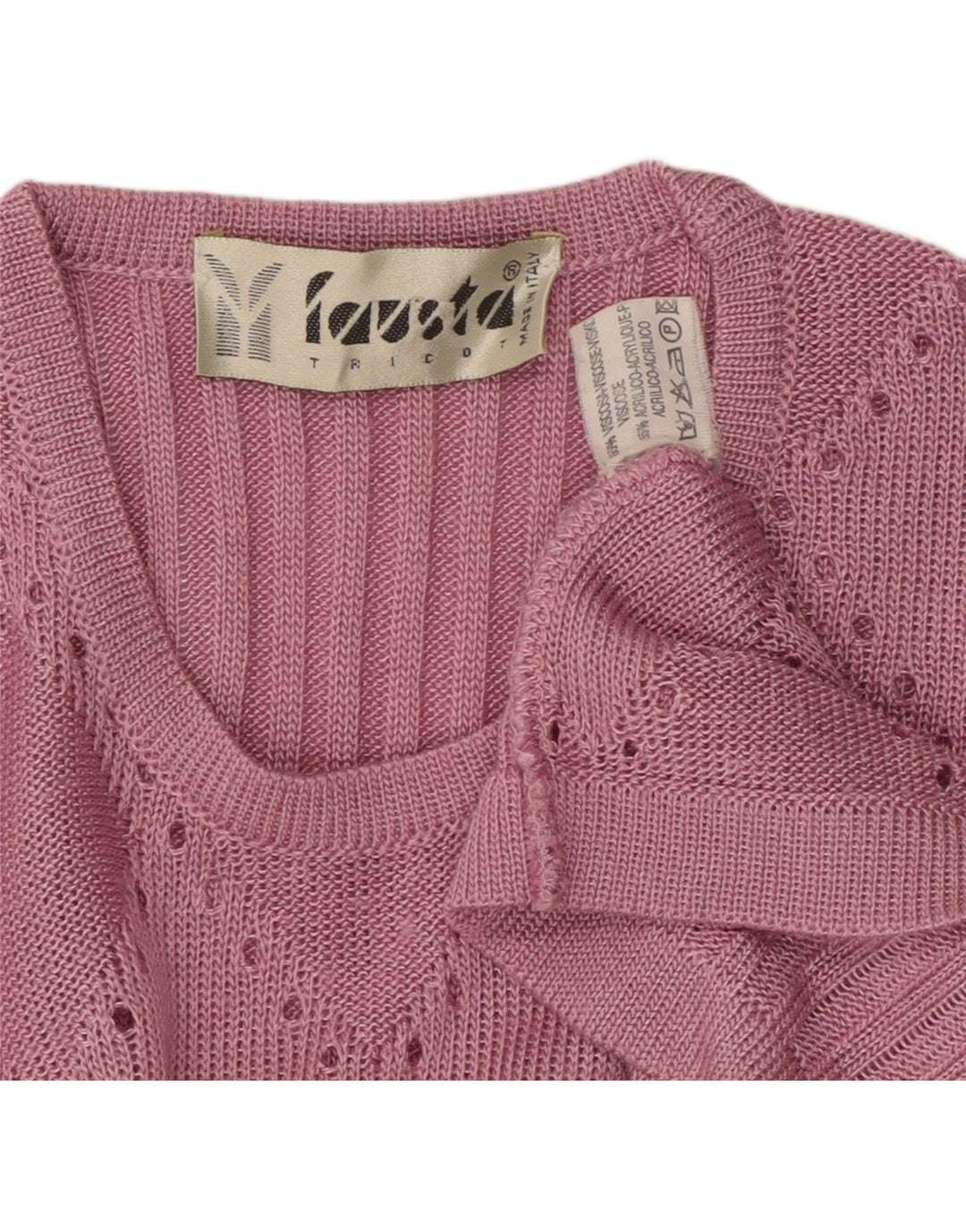 FAUSTA Damen-Pullover, kurzärmelig, Rundhalsausschnitt, Gr. 10, klein, Rosa