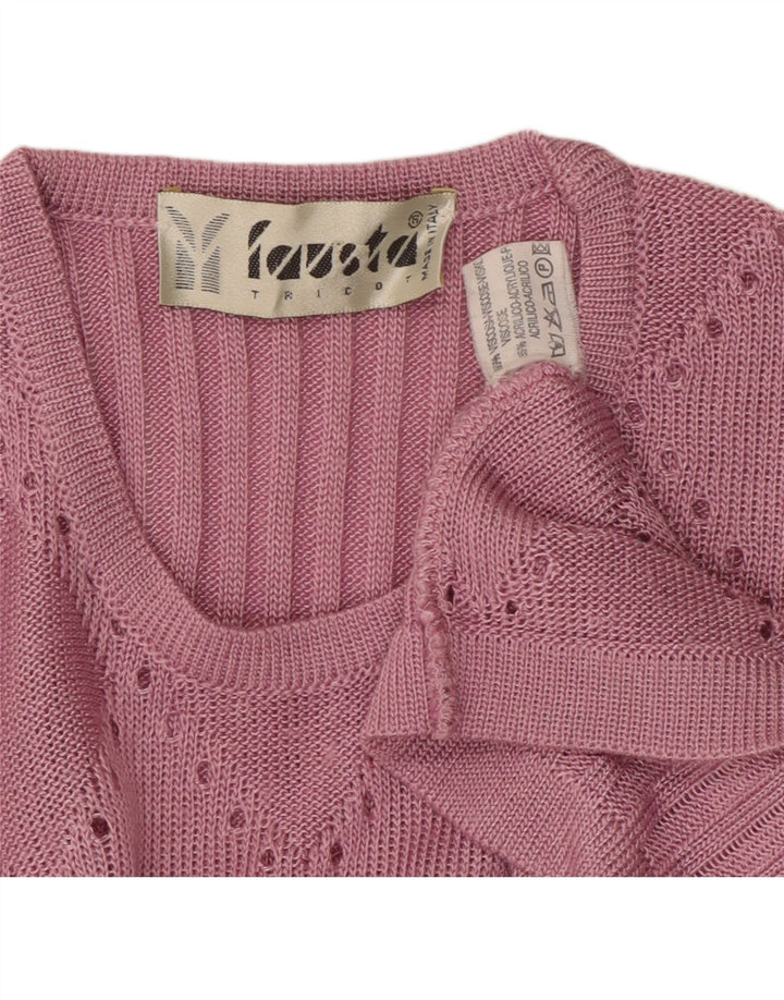 FAUSTA Damen-Pullover, kurzärmelig, Rundhalsausschnitt, Gr. 10, klein, Rosa