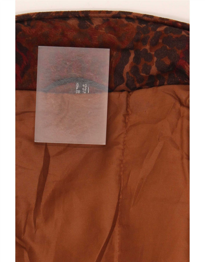 Vintage Damen Übergroße Bomberjacke UK 14 Großer brauner Tierdruck
