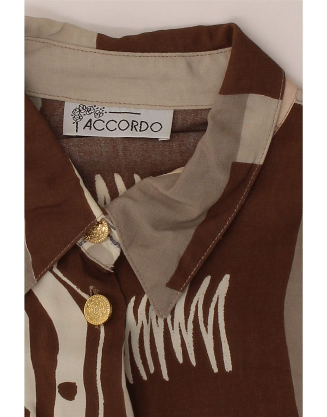 ACCORDO Womens Shirt UK 20 2XL Brown Patchwork Vintage ACCORDO and Second-Hand ACCORDO from Messina Hembry 