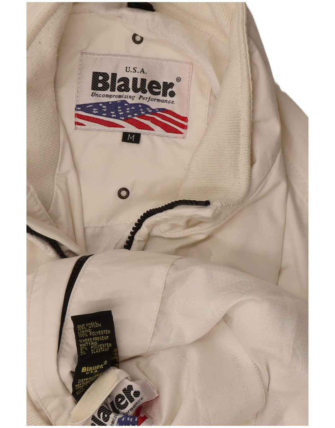 BLAUER Herren Bomberjacke UK 38 Mittelweißes Nylon