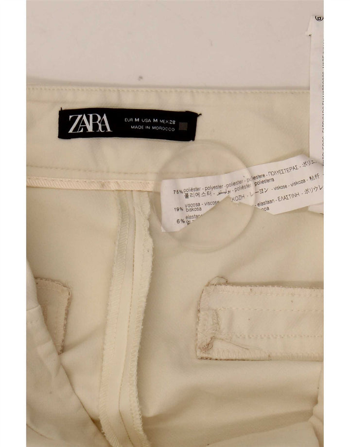 Zara Damen Bootcut Freizeithose Medium W28 L32 Weiß Polyester