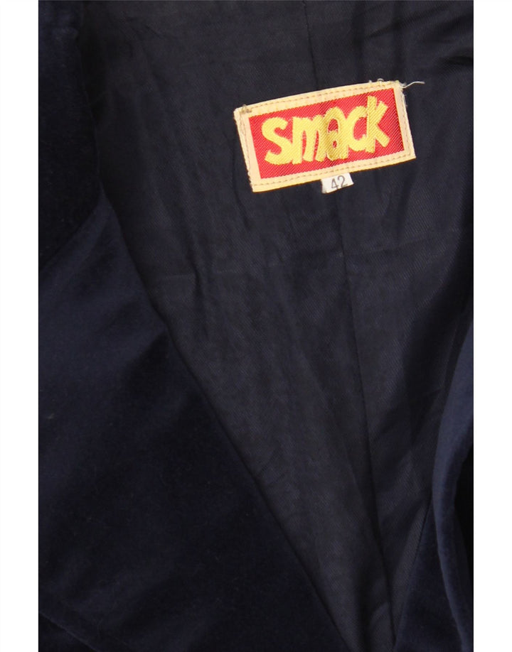 Vintage Damen Samt 2-Knopf-Blazerjacke IT 42 Medium Navy Blue
