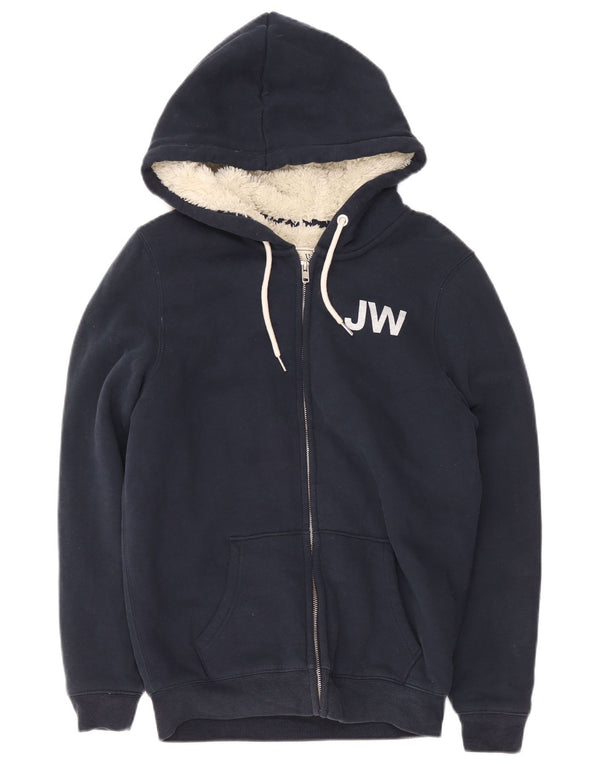 Jack Wills Herren-Kapuzenpullover mit grafischem Sherpa-Reißverschluss, XS, Marineblau, Baumwolle