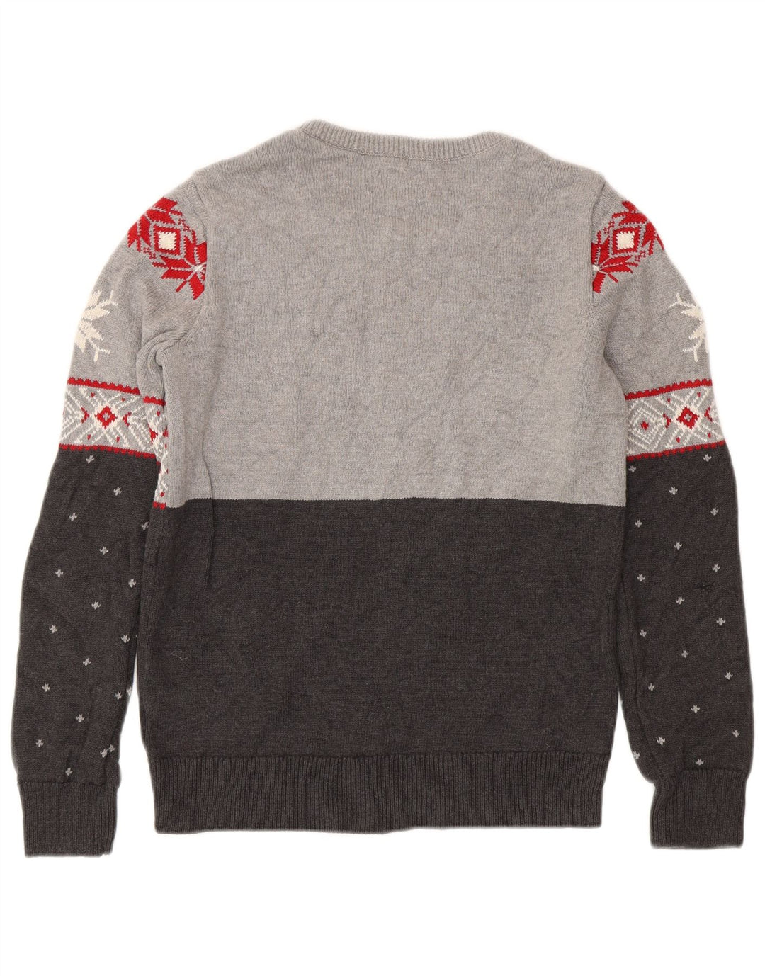 Chaps Herren-Pullover mit U-Boot-Ausschnitt, Größe S, Grau, Fair-Isle-Baumwolle