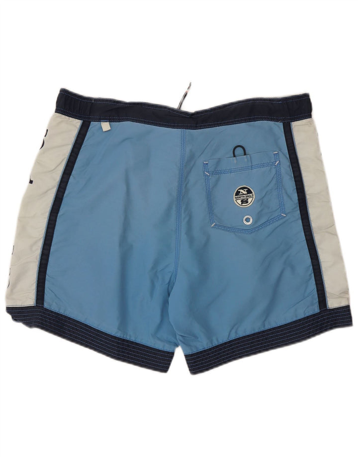 North Sails Herren-Badeshorts mit Grafik, Mittelblaues Farbblock-Polyester