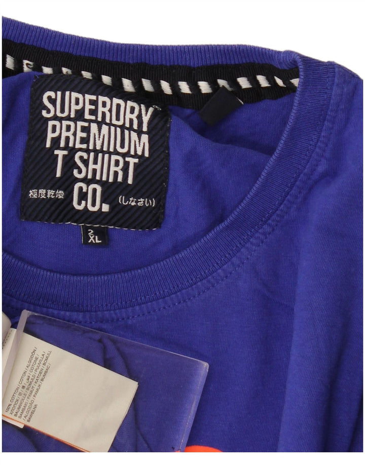 Superdry Herren Grafik T-Shirt Top 2XL Blau Baumwolle