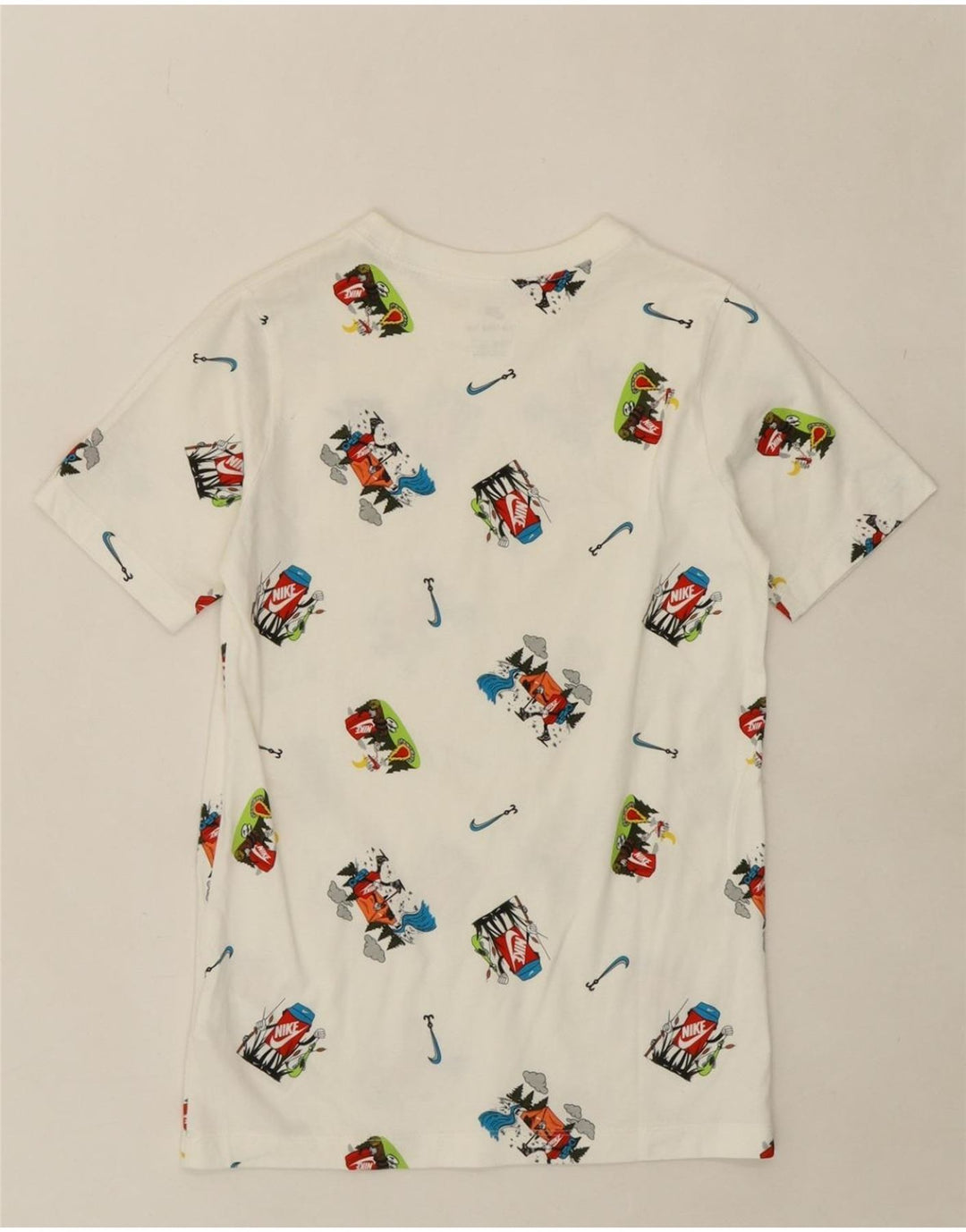NIKE Boys Abstract Pattern Graphic T-Shirt Top 12-13 Years Large Off White Vintage Nike and Second-Hand Nike from Messina Hembry 