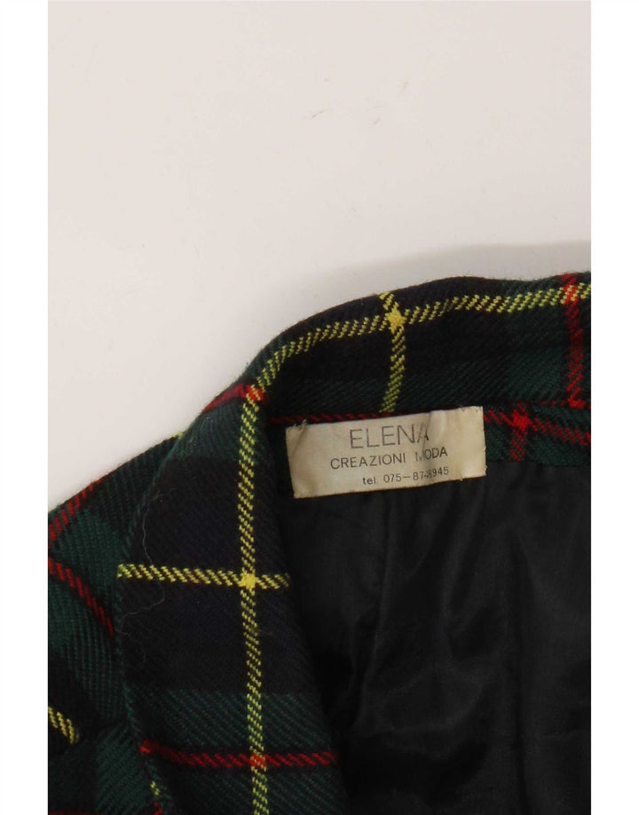 Vintage Damen 2-Knopf-Blazerjacke UK 16 Großer grüner Karo