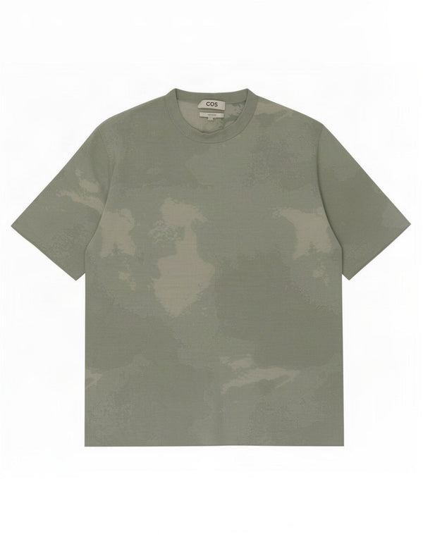Cos entspanntes Herren-T-Shirt-Oberteil, kleine grüne Batik-Baumwolle