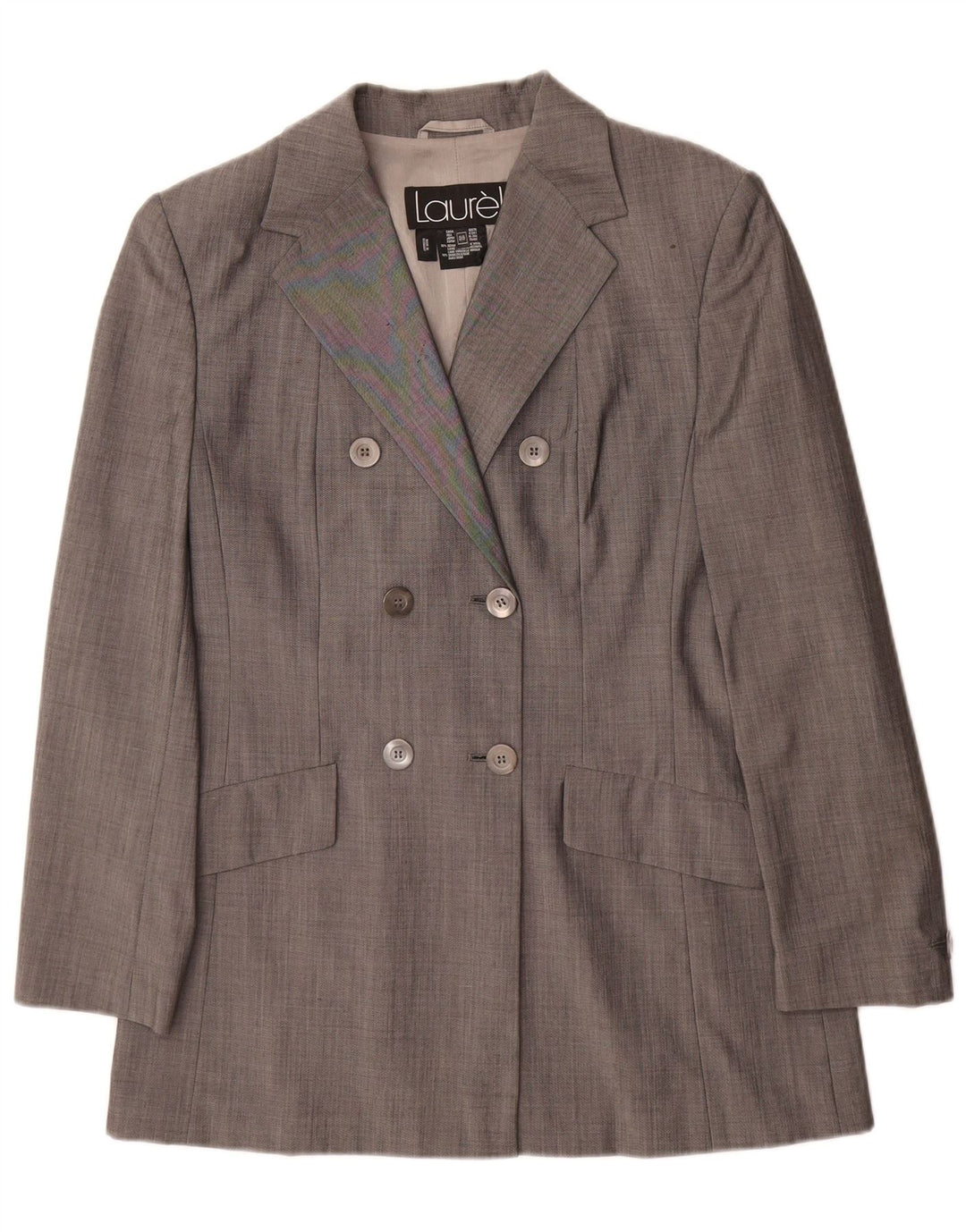 Laurel Zweireihiger Blazer für Damen, EU 38, mittelgraue Schurwolle