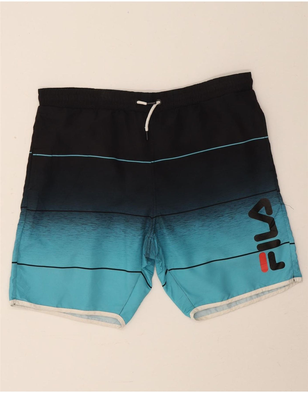 Fila Herren-Badeshorts mit Grafik, mittelblau, Farbblock-Polyester