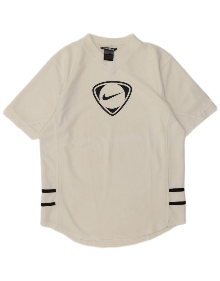 Nike Herren-T-Shirt mit Grafik, UK, Größe 36/38, klein, weiß gestreift, Polyester