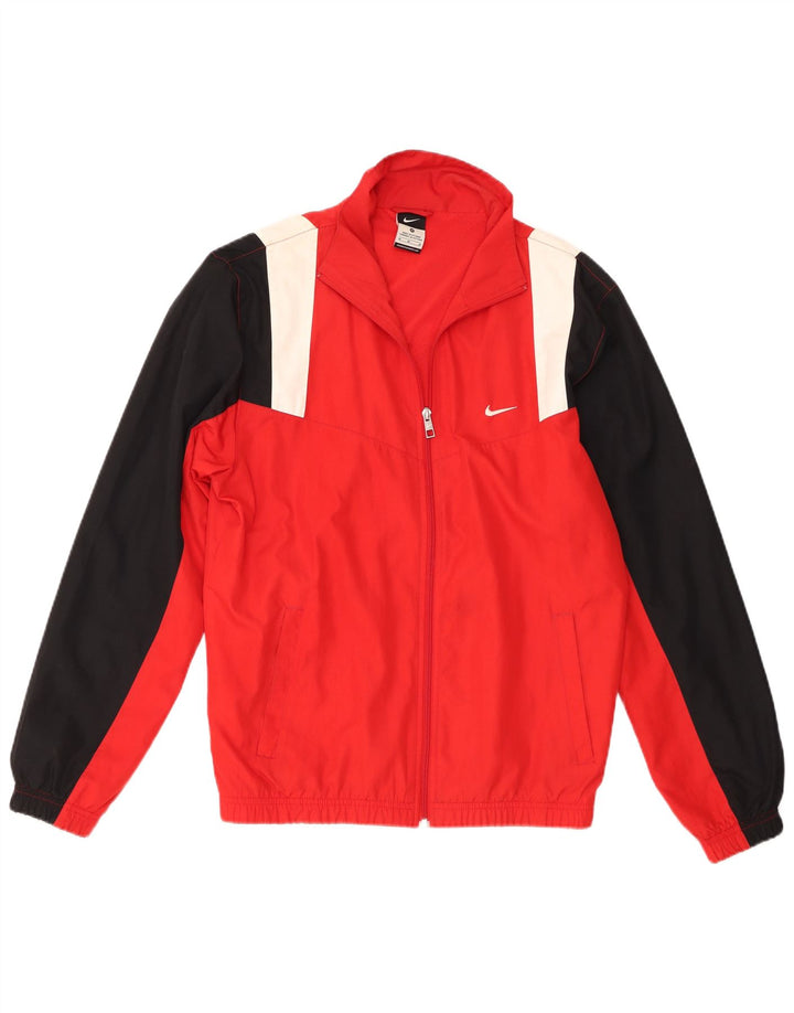 Nike Herren-Trainingsanzugoberjacke aus mittelrotem Colourblock-Polyester