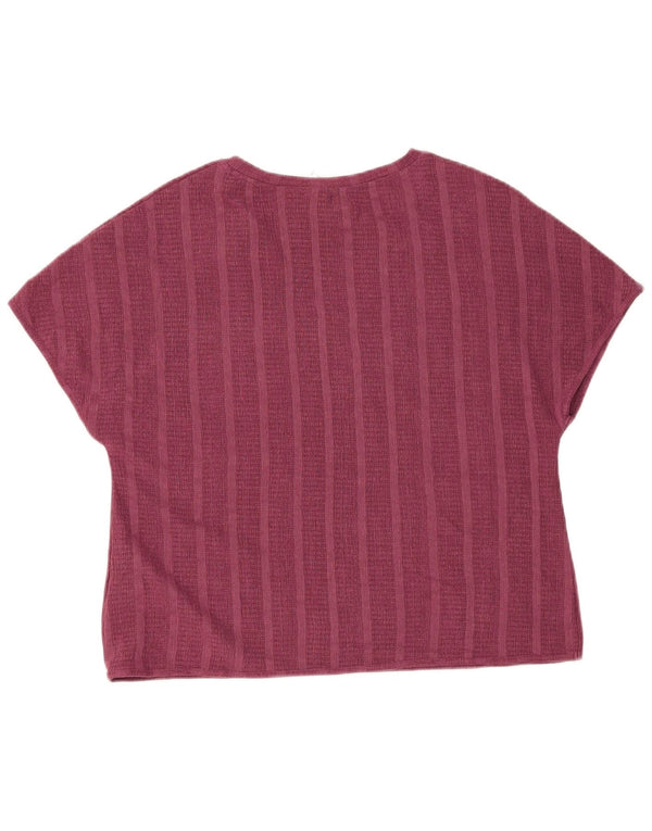 Marks & Spencer Damen T-Shirt Top UK 14 Large Kastanienbraun gestreift Polyester