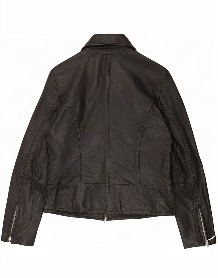 Vintage Damen Lederjacke IT 42 Medium Schwarz