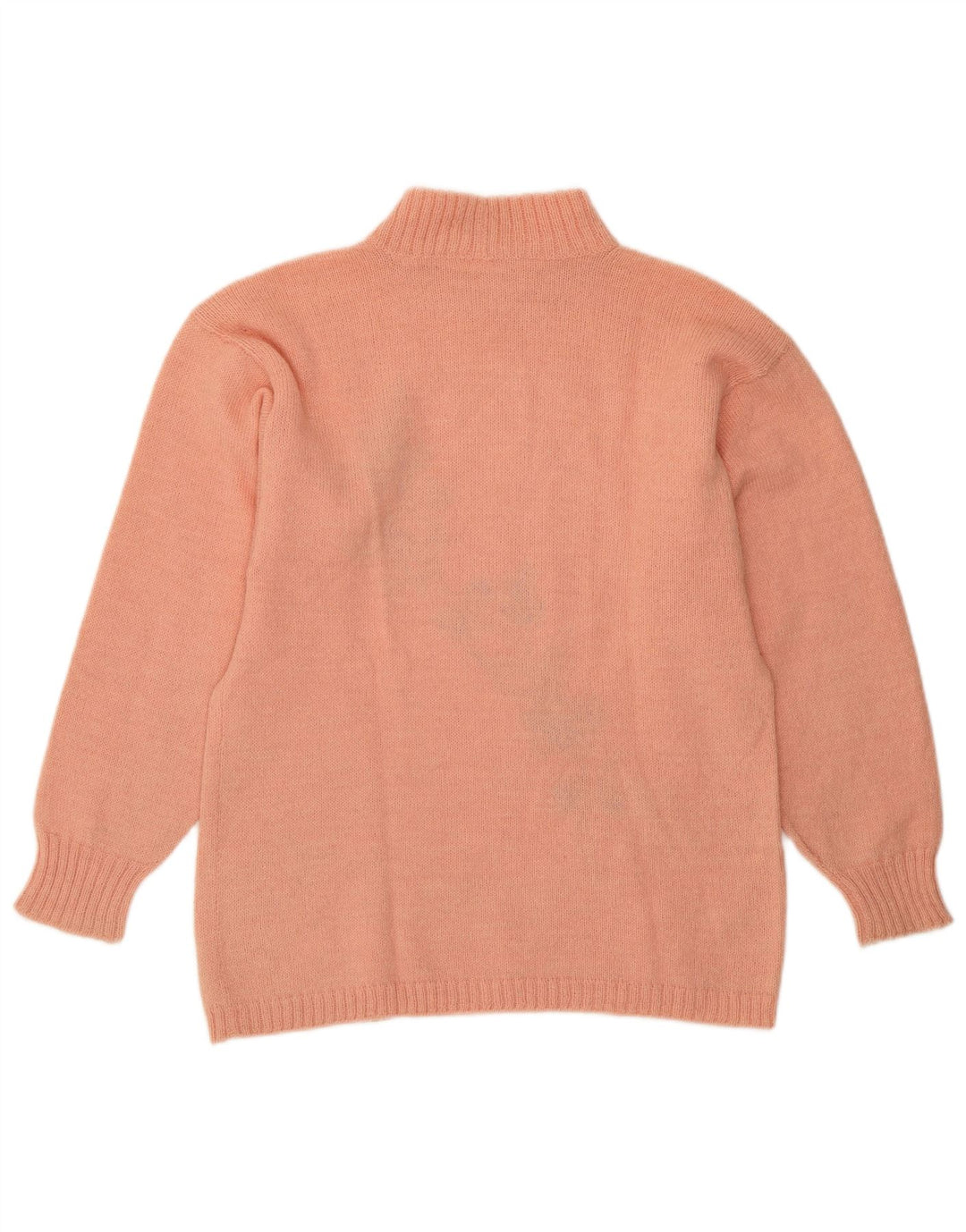 Vintage Damen Rollkragenpullover Pullover UK 14 Mittelrosa Blumenmuster