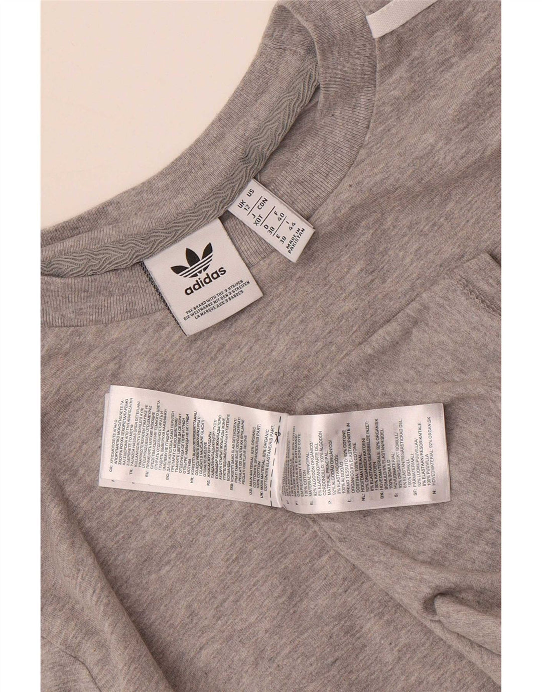 Adidas Damen Top Langarm UK 12 Mittelgraue Baumwolle