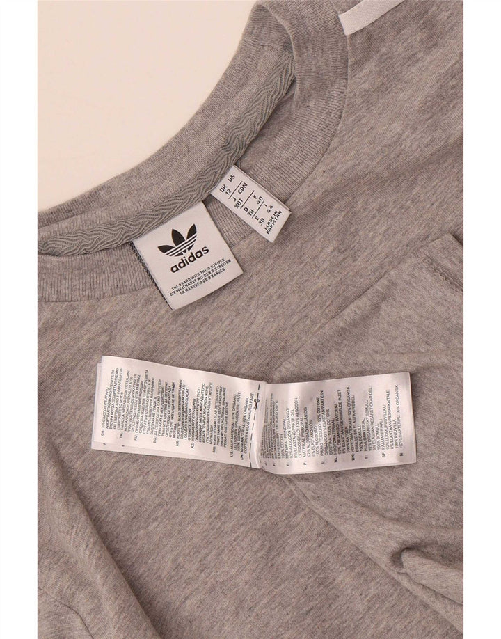 Adidas Damen Top Langarm UK 12 Mittelgraue Baumwolle