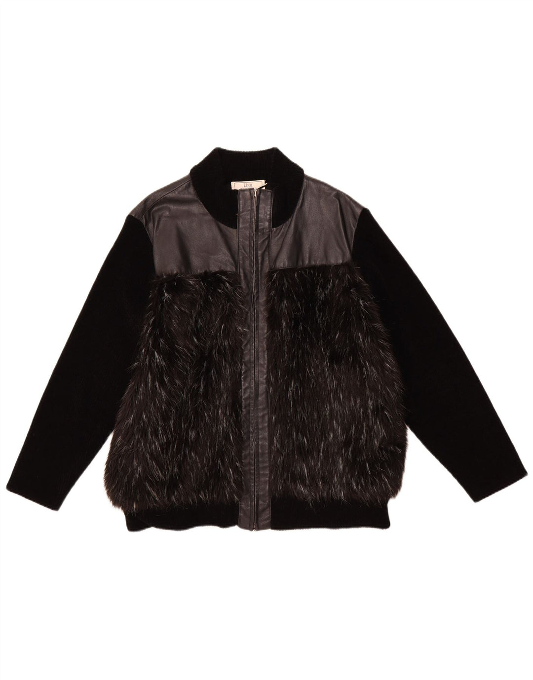 VINTAGE Damen Lederjacke UK 18 XL Schwarzes Leder