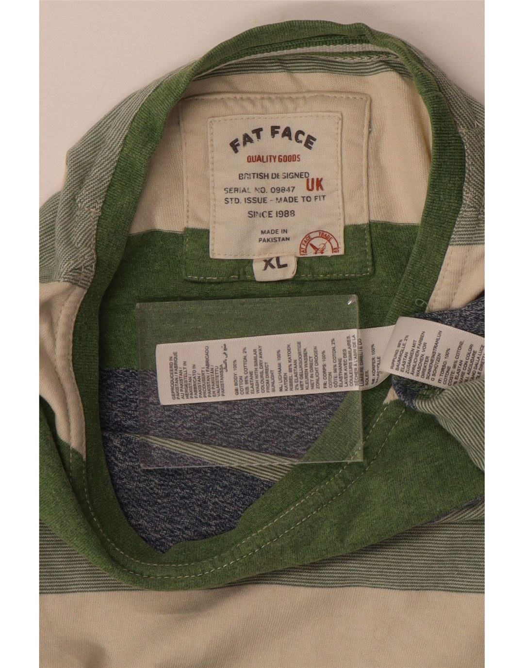 Fat Face Herren T-Shirt Top XL Mehrfarbig gestreift aus Baumwolle