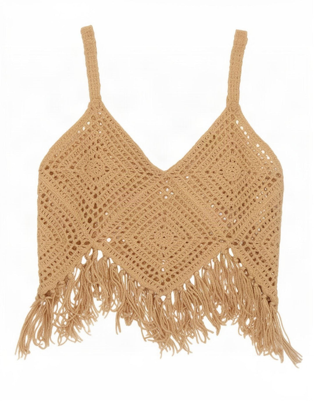 Zara Damen Häkel-Crop-Top UK 12 Mittelbeige Baumwolle
