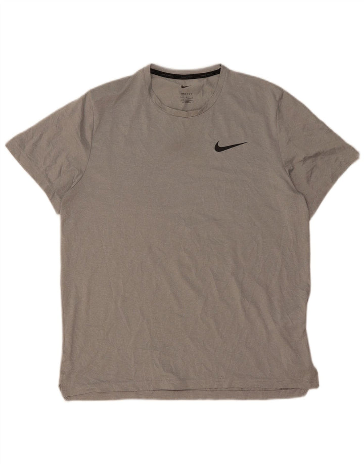 Nike Herren Dri Fit T-Shirt Top Large Grau Polyester