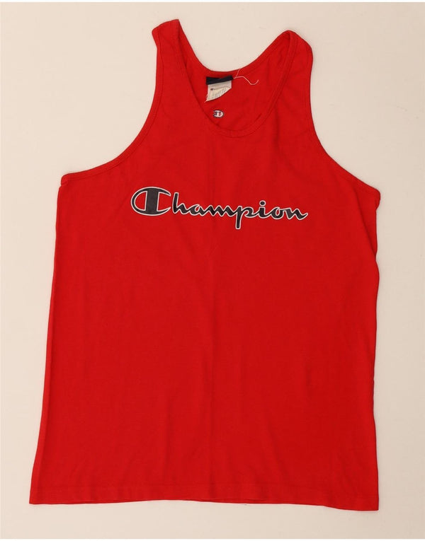 Champion Womens Graphic Vest Top UK 14 Große rote Baumwolle