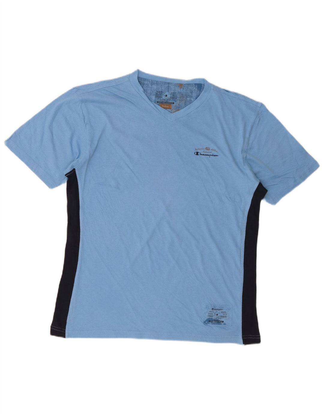 Champion Herren-T-Shirt-Oberteil aus mittelblauer Colourblock-Baumwolle