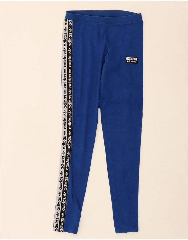 ADIDAS Womens Graphic Leggings UK 6 XS Blue Vintage Adidas and Second-Hand Adidas from Messina Hembry 
