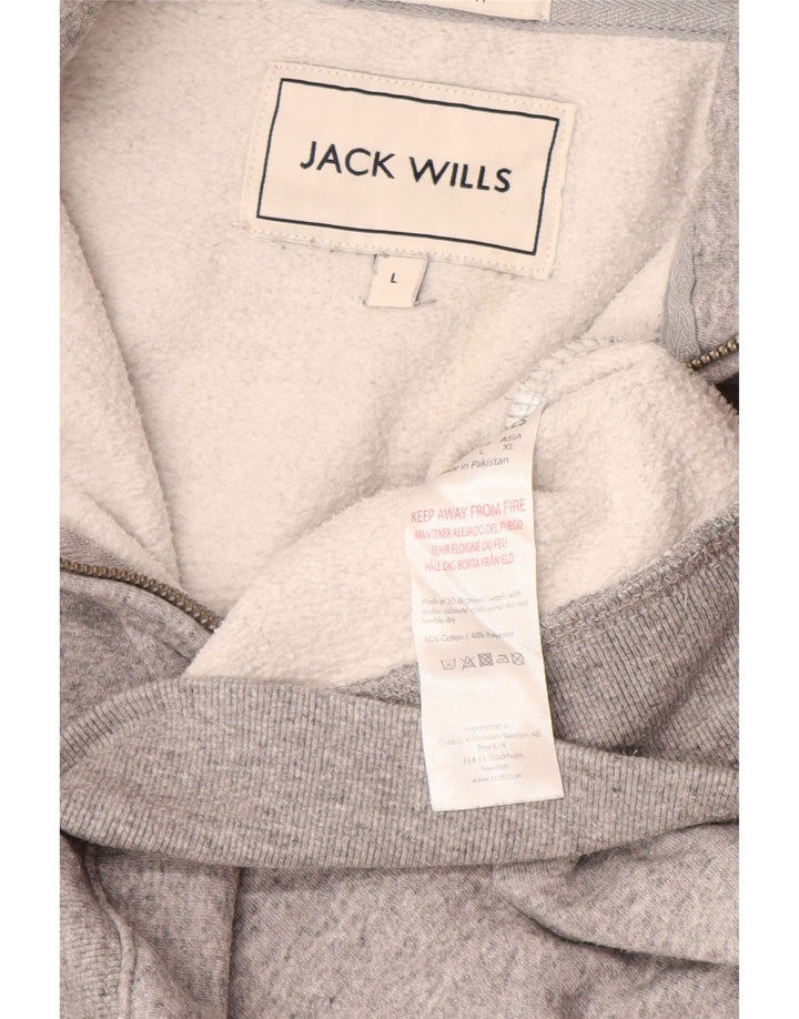 JACK WILLS Herren-Sweatshirt mit Reißverschluss am Hals, große, grau gesprenkelte Baumwolle