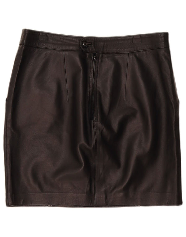 Vintage Damen Mini Lederrock W30 Medium Schwarz