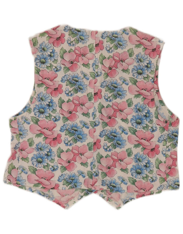 Vintage Damen Weste UK 14 Medium Mehrfarbig geblümt